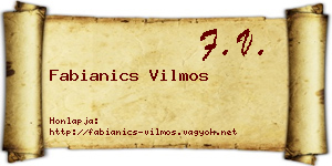 Fabianics Vilmos névjegykártya